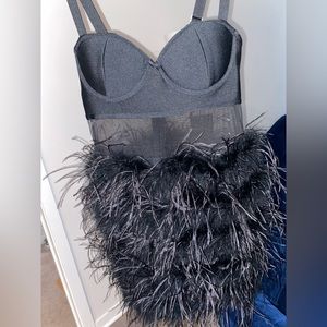 Black NovaLuxe Feather Dress